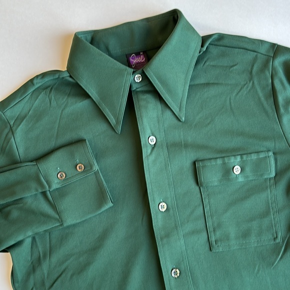 Vintage 70’s Joel California Forest Green Long Sleeve Button Shirt Men’s Medium - Picture 1 of 11
